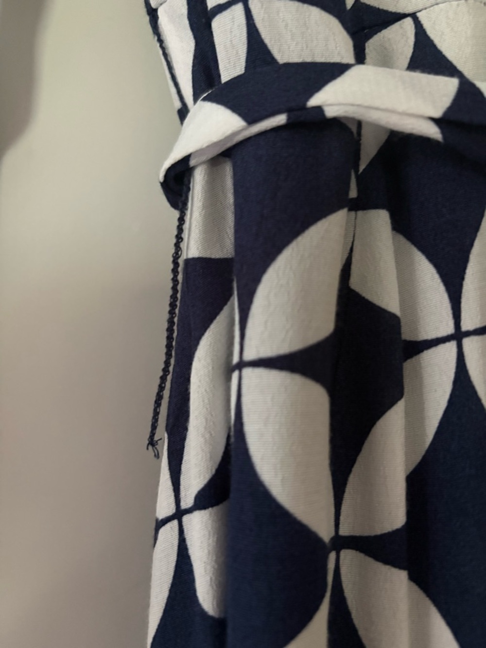 Boden Navy and White Geometric Tie-Waist Shirt Dress - Picture 7 of 8